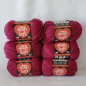 6 New Red Heart Soft- Berry
